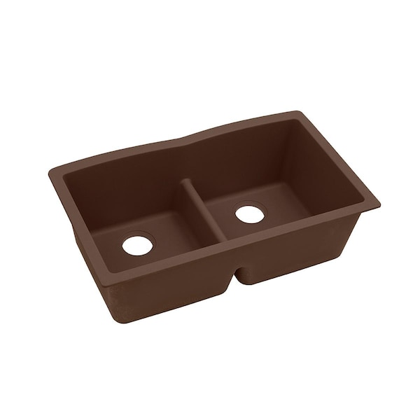 Quartz Classic 33 X 19 X 10 Equal Double Bowl Undermount Sink With Aqua Divide Pecan